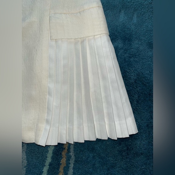 SANDRO MINI PLEATED SUIT DRESS - ECRU WHITE SIZE 6 US (38) (PREOWNED) - Picture 12 of 15
